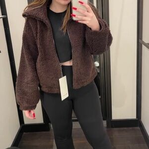 lululemon cinchable fleece zip up brown